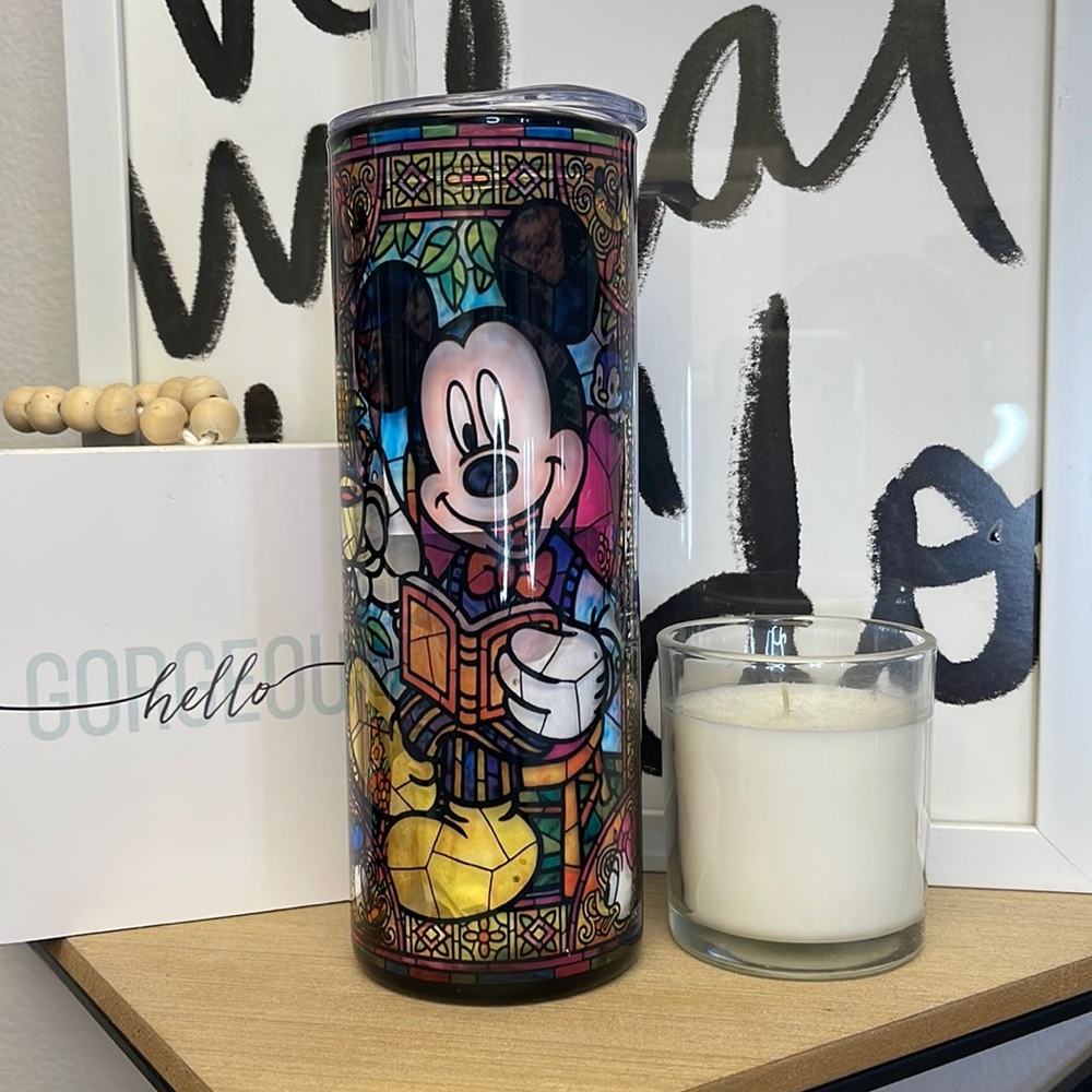 Custom Mickey & Minnie Stained Glass Tumbler